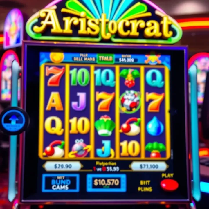 Colorful Aristocrat online pokies game interface showing reels and symbols