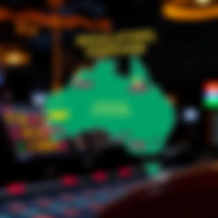 Illustration of Australian legal map highlighting regulations for online gambling platforms