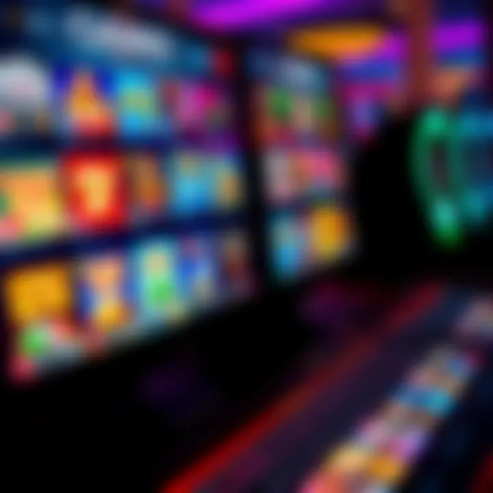 Colorful online casino interface showing various game options on screen