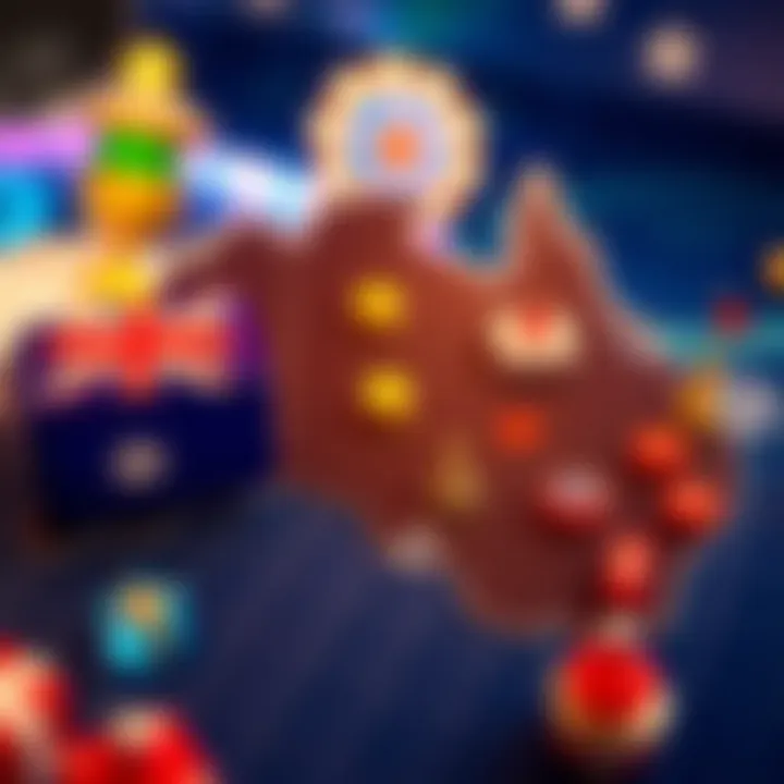 Australian map with icons representing safe and trusted online pokies casinos