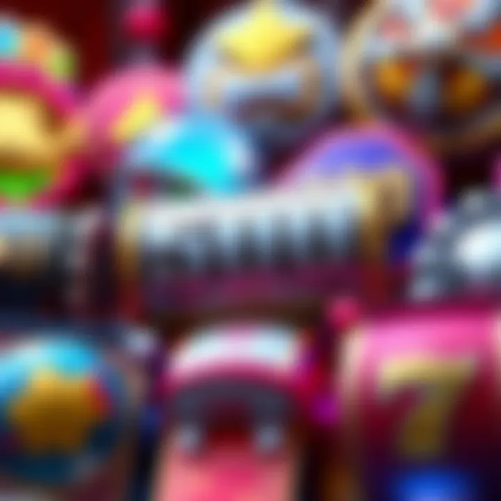 Collection of various online pokie game icons showcasing different themes and features