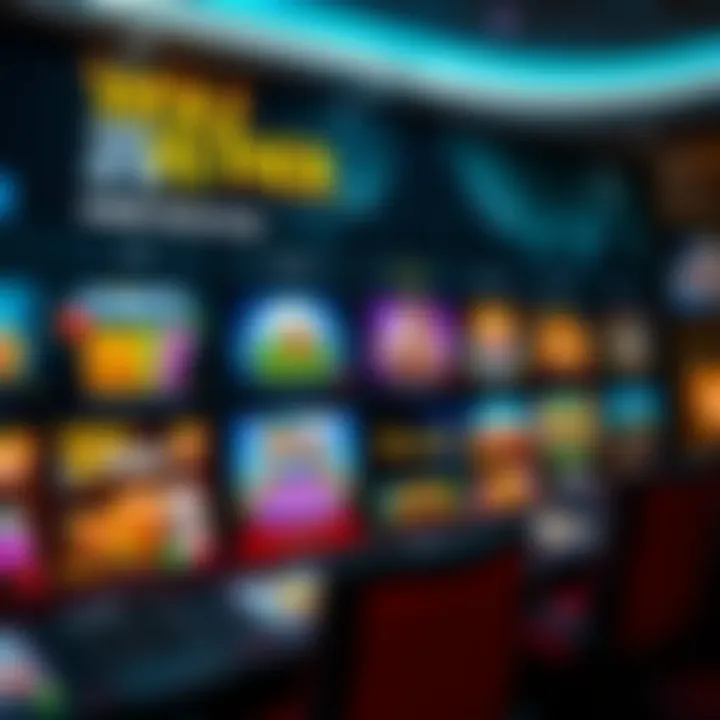 An engaging casino interface showcasing a variety of slot and table games with vibrant graphics