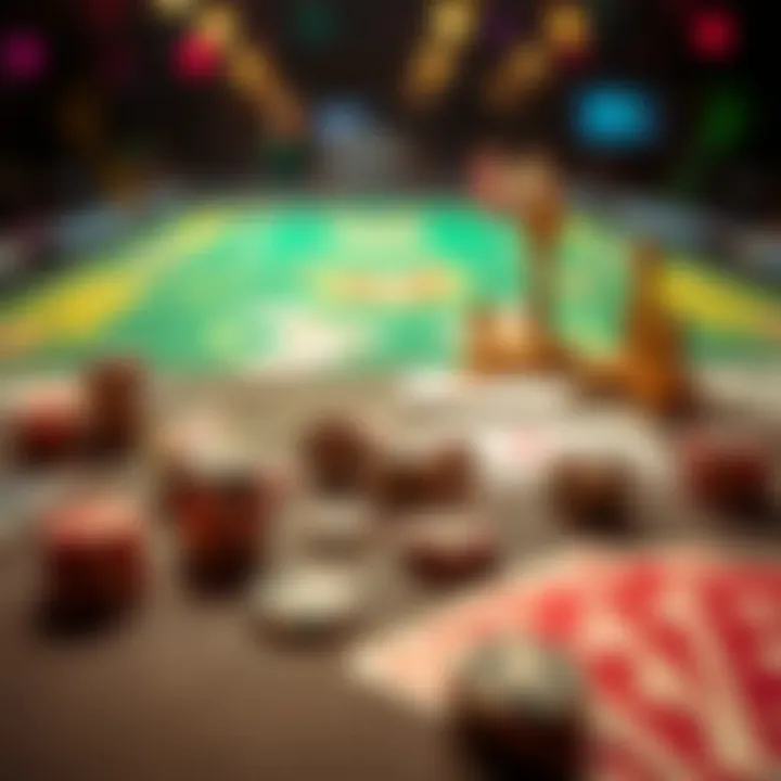 Colorful gaming tokens and cards spread across a vibrant table highlighting engaging Wolfwinner fun activities