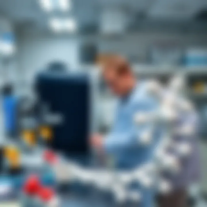 Scientific laboratory with advanced medical research equipment and molecular models