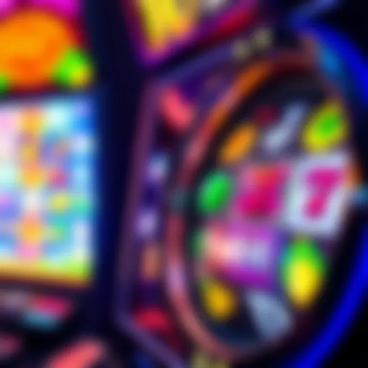 Colorful online pokies game interface displaying various symbols and a spinning reel