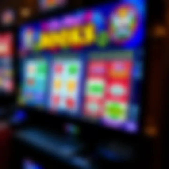 Colorful online pokies interface with reels and symbols on a digital screen