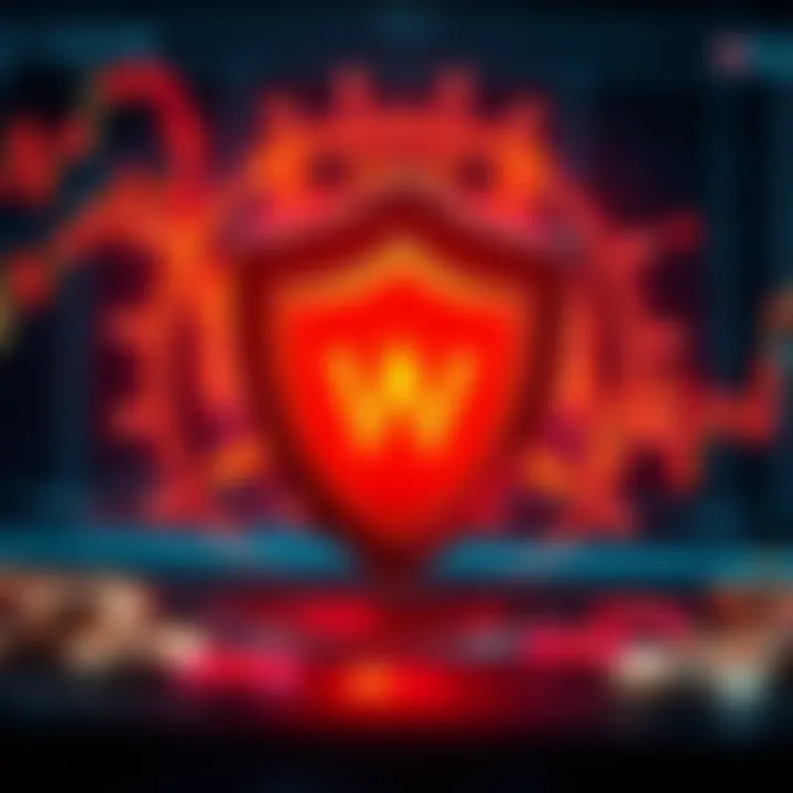 Secure online trading environment with protective shield and currency symbols