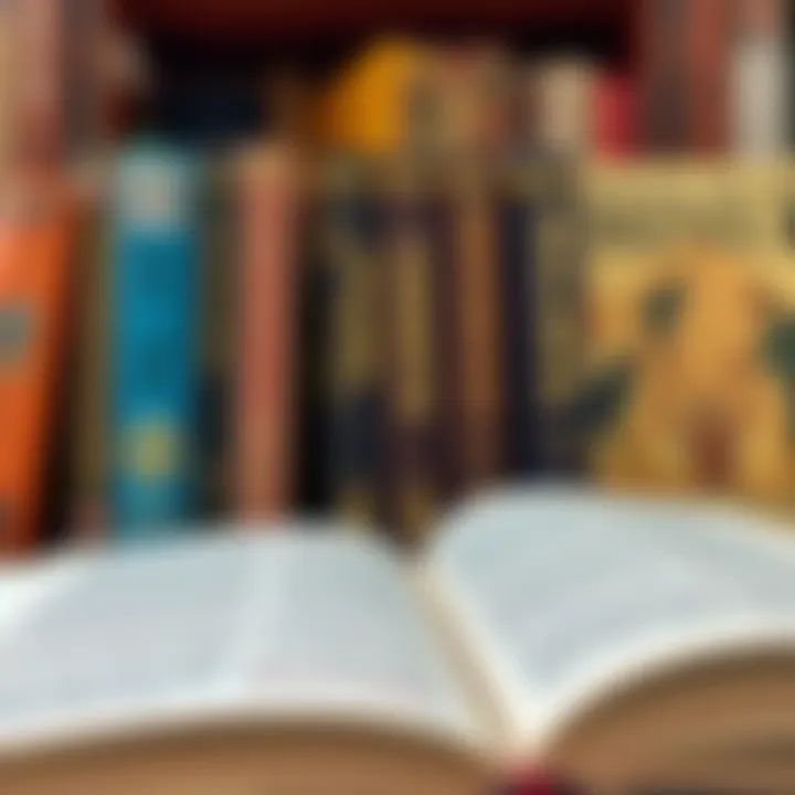 Close-up view of open books showcasing diverse literary works addressing cultural diversity and social justice