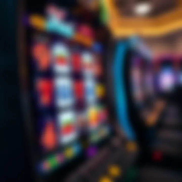 Digital slot machine interface displaying colorful reels and symbols