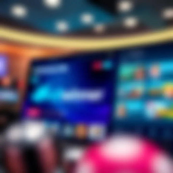 Illustration of a digital platform interface showcasing unique features and user engagement