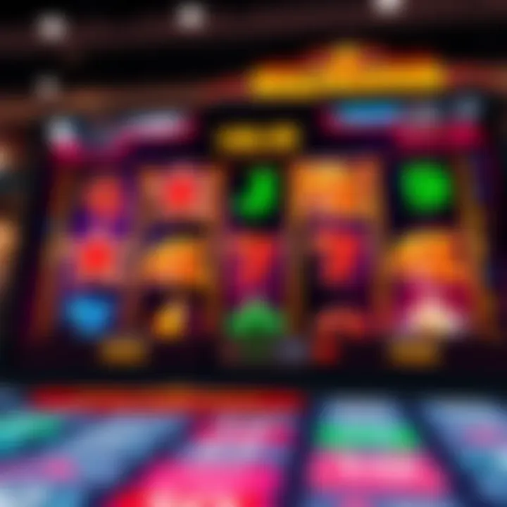 Digital casino game interface featuring colorful slot reels and interactive buttons