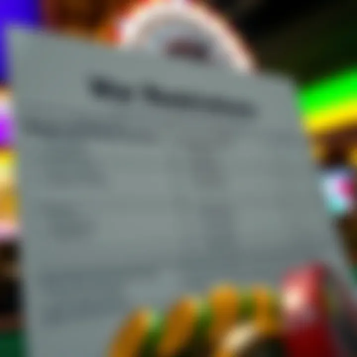 Graphic showing wagering requirements and game restrictions for casino bonuses