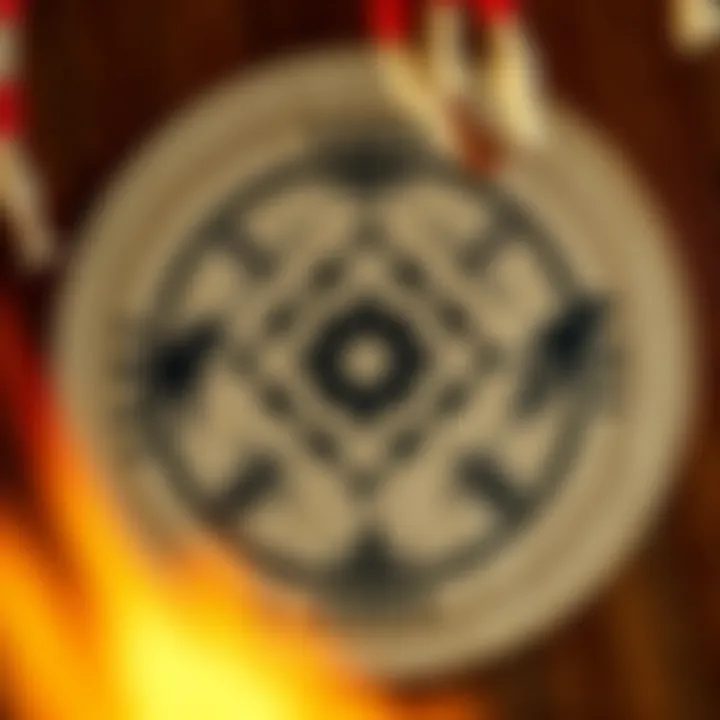 Traditional artwork depicting the Wolf Creek Winner symbol intertwined with cultural motifs