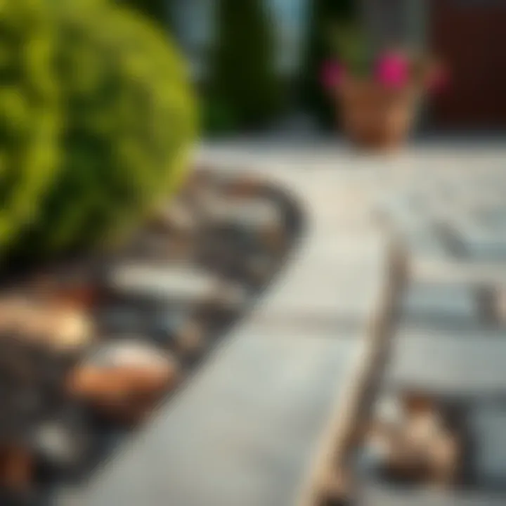 Close-up of driveway edge showing durable materials and clean installation near garden shrubbery