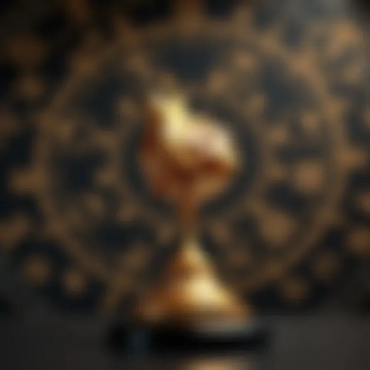 Golden trophy representing the Wolf Prize in Physics with a backdrop of scientific symbols