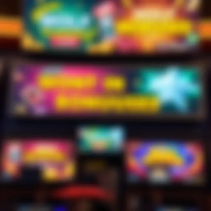 Colorful promotional banners showcasing bonuses and rewards at Wolf Winner Casino Australia