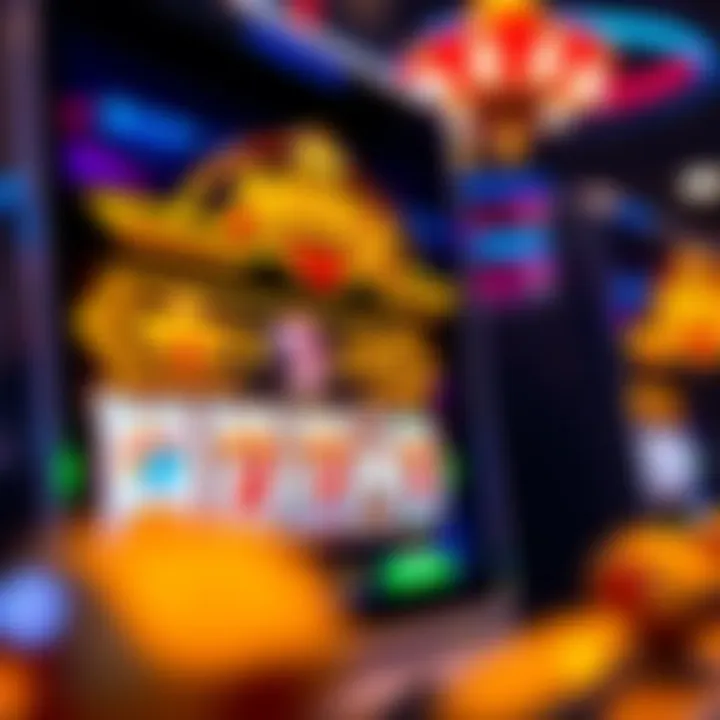 Colorful slot machine with bonus symbols glowing on screen