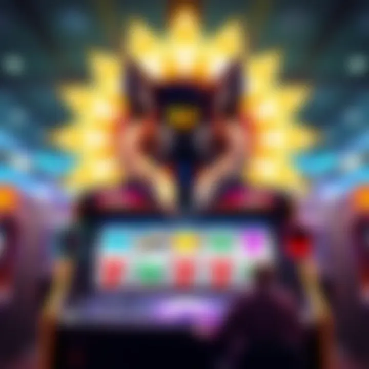 A digital slot machine displaying a jackpot win with vibrant colors