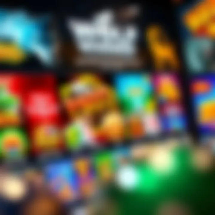 Colorful selection of casino games displayed on Wolf Winner Casino platform with promotional banners