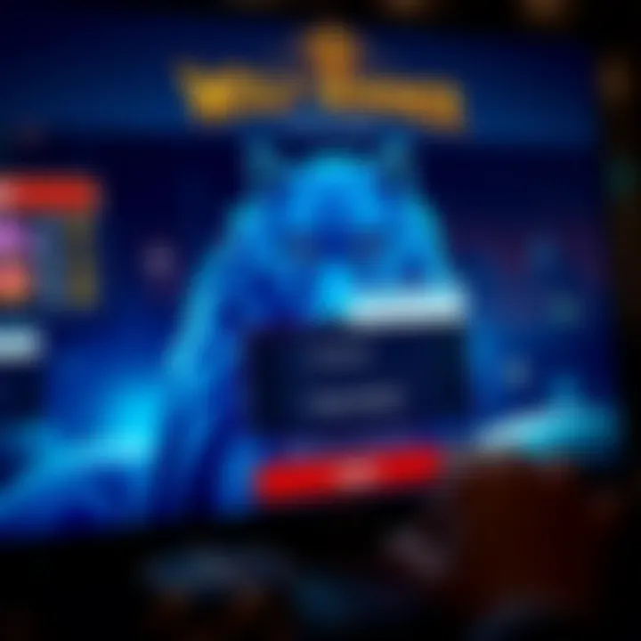 Login screen of Wolf Winner Casino showing username and password fields