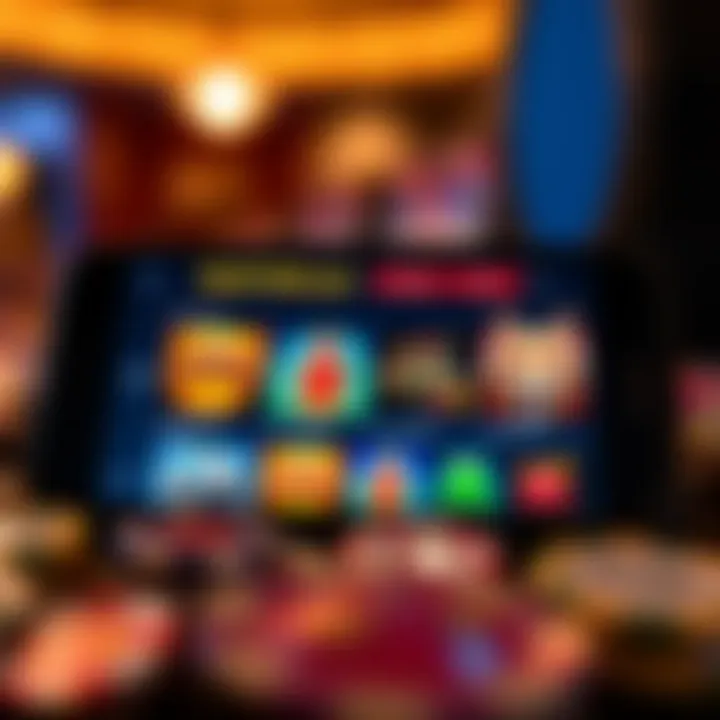 Mobile device displaying Wolf Winner Casino interface with various game icons
