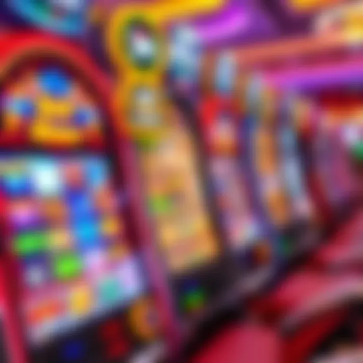 Colorful casino slot machine interface showing various game options