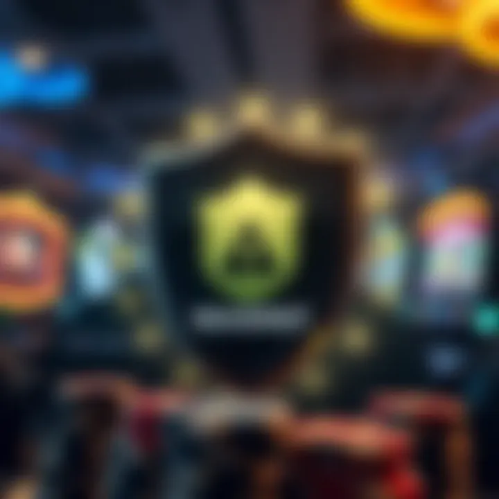 Regulatory Environment and Player Protection in Online Casinos Visual representation of online casino security shield with regulatory icons around it