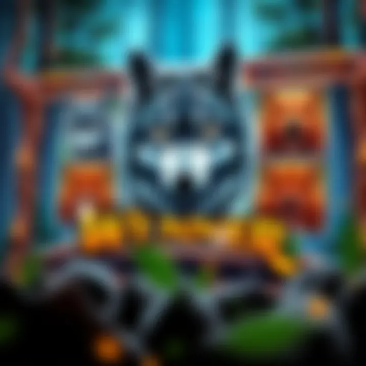 Wolf Winner slot game interface displaying reels with wolf and forest symbols