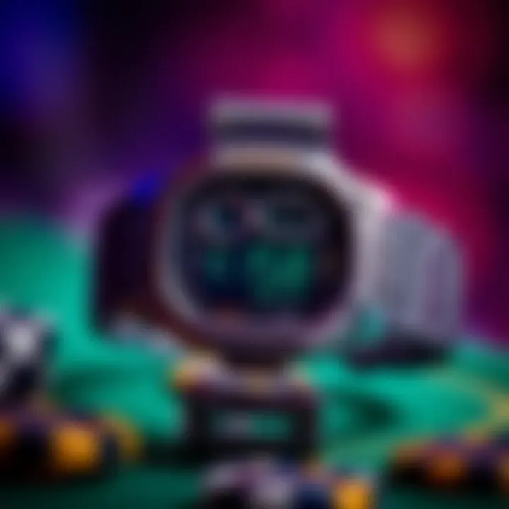 Close-up view of Wolf Winner Casio watch highlighting its digital display and classic strap design