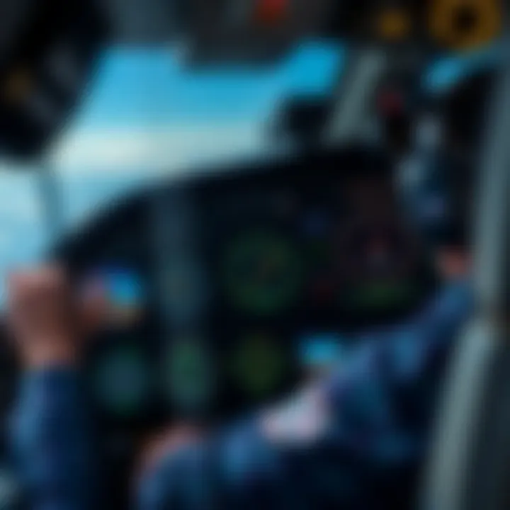 Cockpit view showing pilot using navigation instruments linked to Wolf Winner NDB