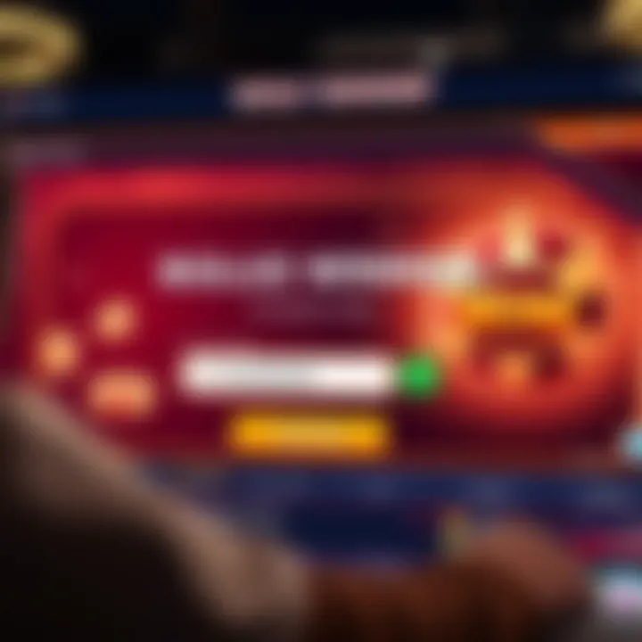 Illustration of an online gaming interface highlighting bonus code input section