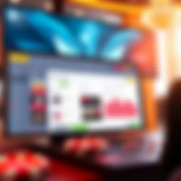 Interface showcasing Wolf Winner online platform with highlighted features and user dashboard