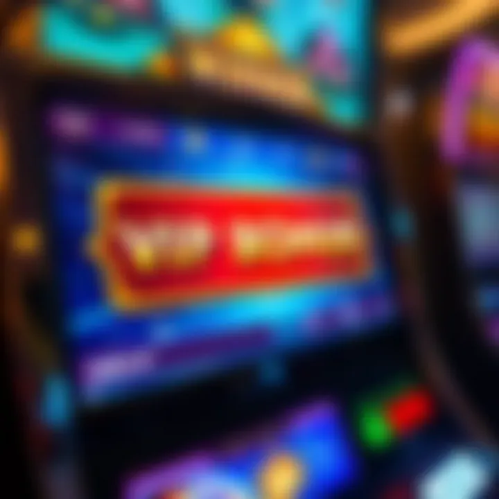Bright digital slot machine screen displaying a VIP bonus notification