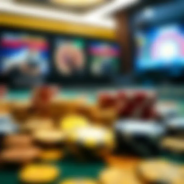 Visual representation of various casino bonuses with coins and chips in the background