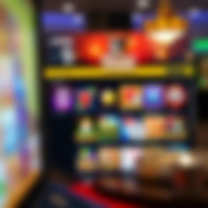 A vibrant online casino interface displaying a variety of slot games and table games