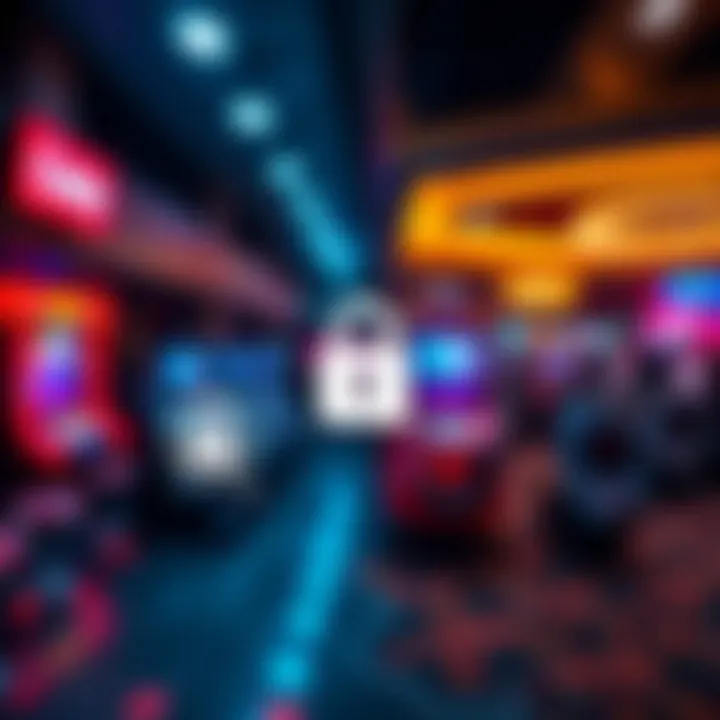 Secure digital environment with symbols representing encryption and trust for online gambling