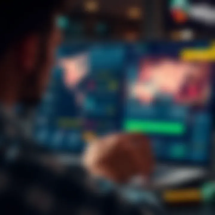 Conceptual graphic representing user interaction and navigation within an online service