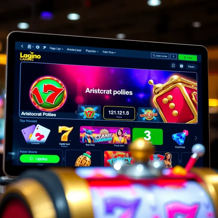 Online casino interface showing free play options for Aristocrat pokies