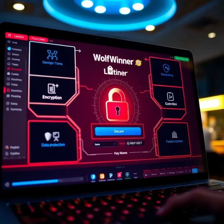 Secure login screen emphasizing encryption and data protection on WolfWinner platform