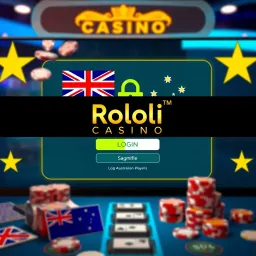 Secure Access to Rooli Casino in Australia Secure login interface of an online casino platform with Australian flag elements