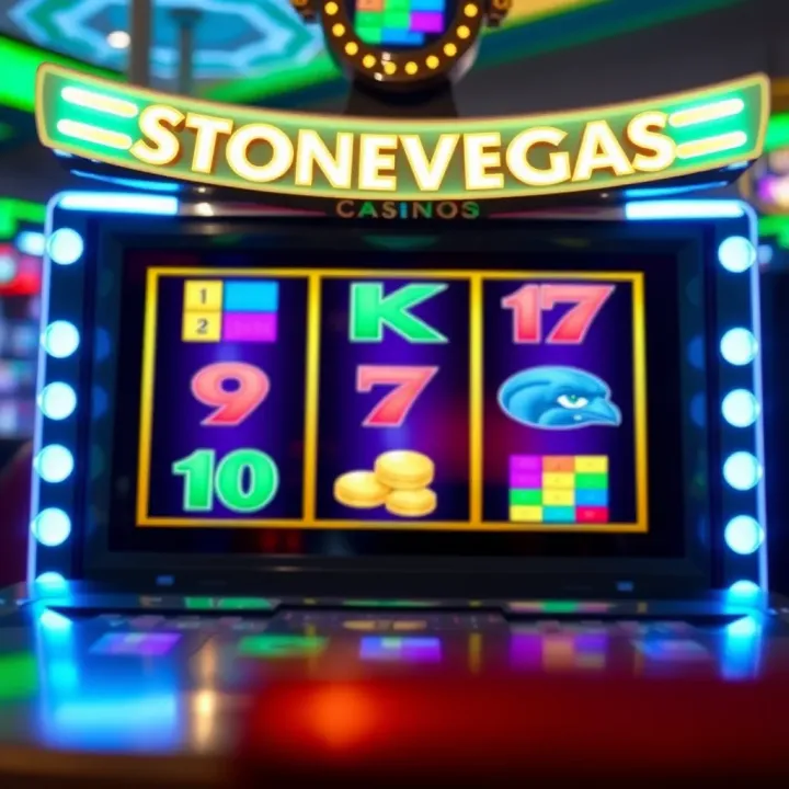 A vibrant digital slot machine screen showcasing colorful symbols and bonus icons