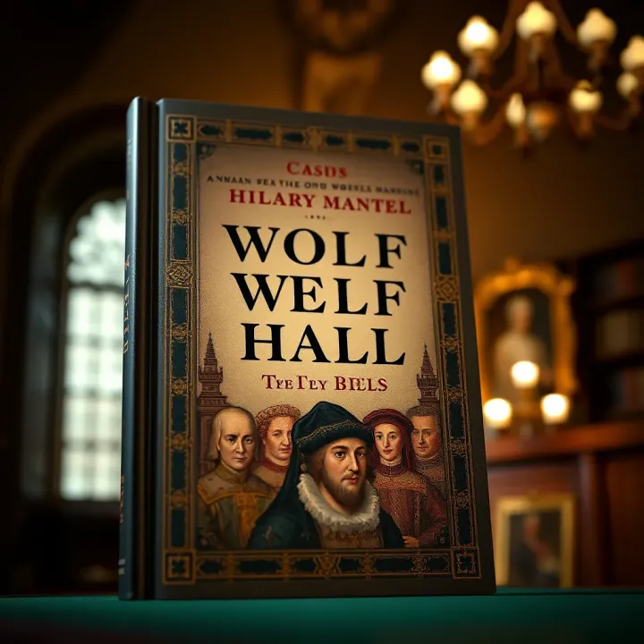 Wolf Hall Novel Cover with Tudor Design Cover of the novel Wolf Hall featuring Tudor-era design elements