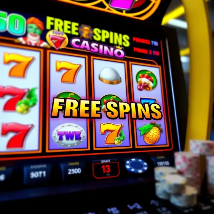 Overview of Free Spins Promotion at Wolf Winner Casino Illustration showing free spins icons and casino chips on a digital slot machine interface