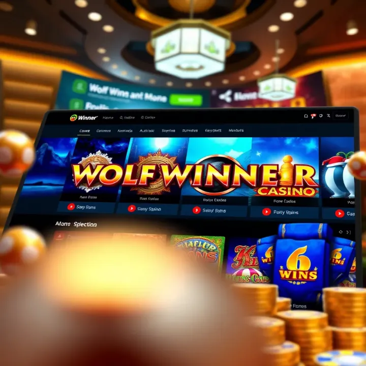Screenshot of Wolf Winner Casino homepage showcasing a variety of slot and table games for Australian players