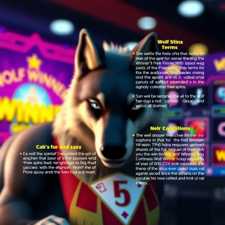 Diagram highlighting key terms and conditions for using the Wolf Winner free spins offer in an Australian gaming context