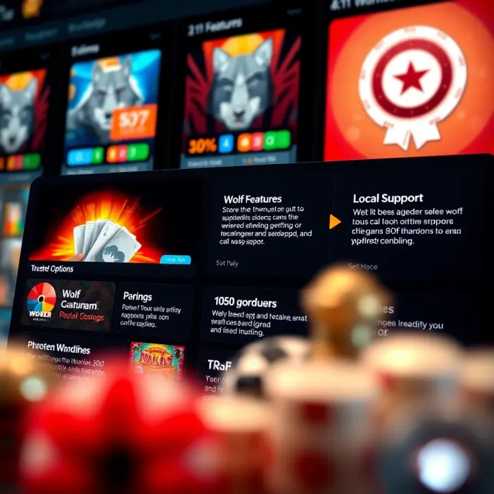 Wolf Winner interface displaying key features and local support options
