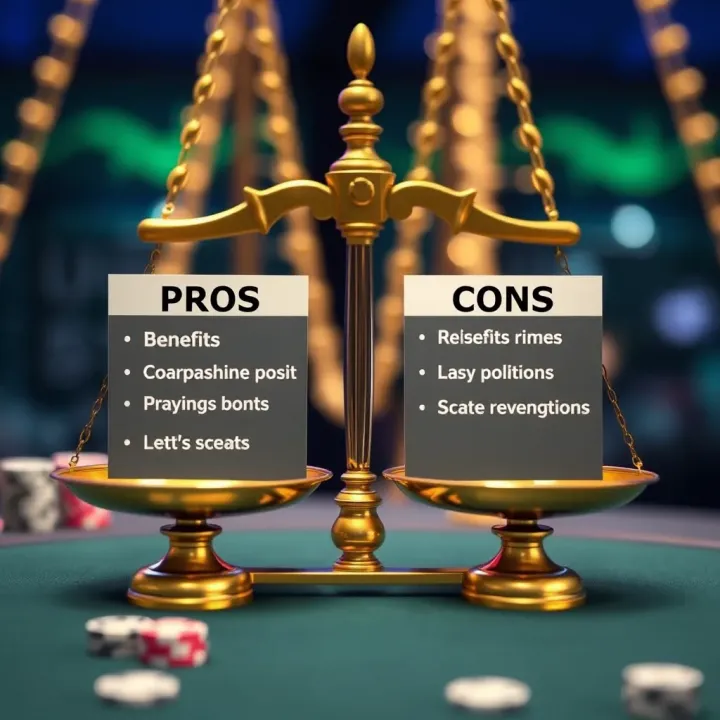 Conceptual graphic showing pros and cons scales representing benefits and risks of no deposit offers