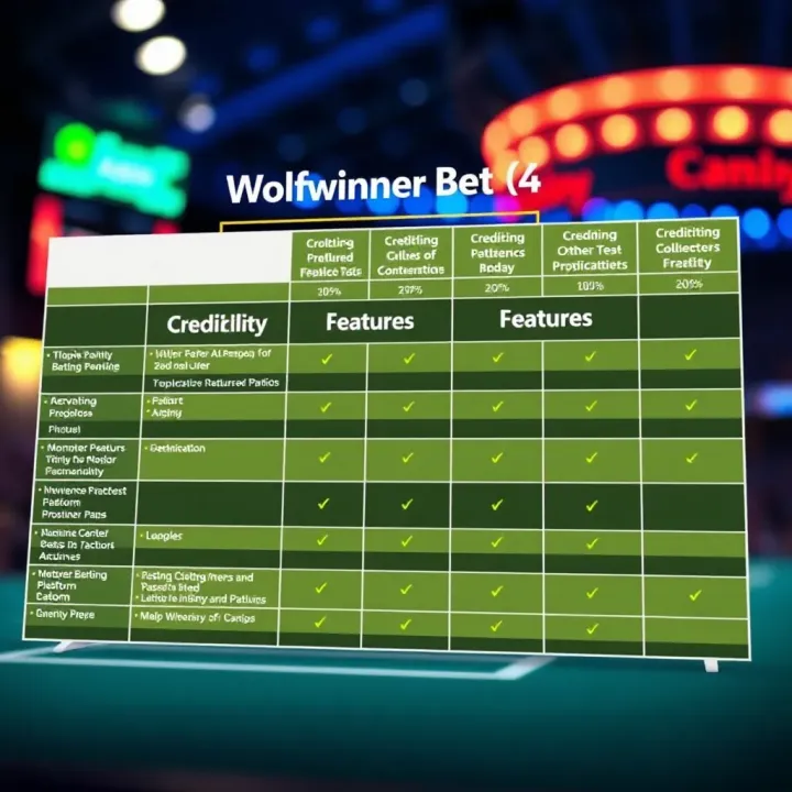 Comparison chart highlighting features and credibility of various betting platforms including Wolfwinner Bet